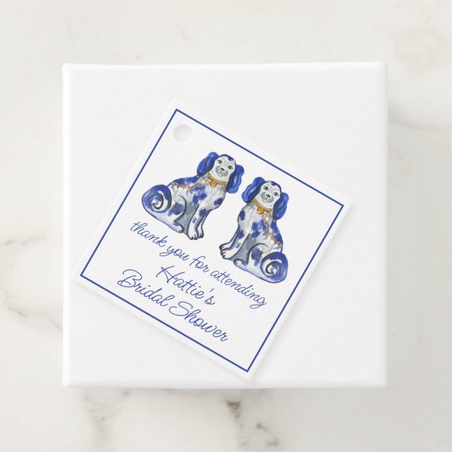 Étiquettes Cadeau Chiens de Staffordshire à l'aquarelle (En situation)