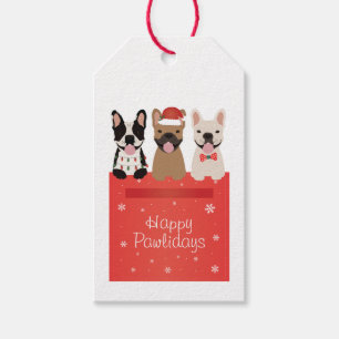 Étiquettes-cadeau Chiens de taureau français de Happy Pawlidays