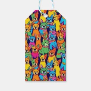 Étiquettes-cadeau Chiens jolies et colorés Chiens heureux
