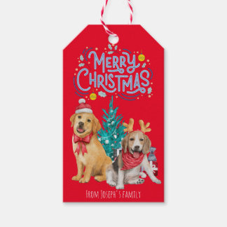 Étiquettes-cadeau Chiens mignons Noël
