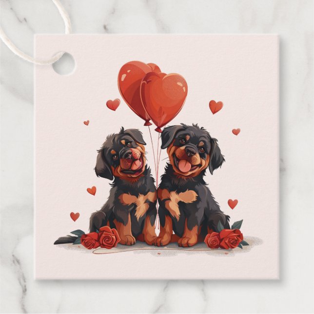 Étiquettes Cadeau Chiens rotules de la Saint-Valentin (Devant)