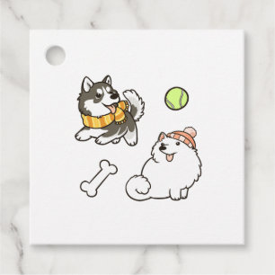 Étiquettes Cadeau Chiens Spitz Fluffy