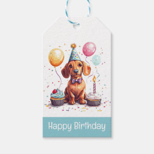 Étiquettes-cadeau Chiens teckel d'anniversaire