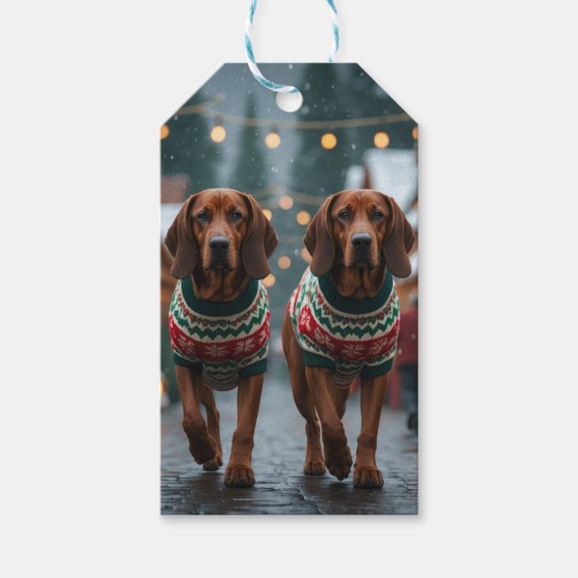 Étiquettes-cadeau Chiens Treeing Walker Coonhound Noël Neige  (Devant)