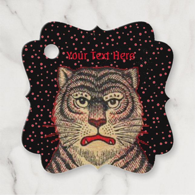 Étiquettes Cadeau Chiffre rouge Tigre asiatique rayé (Devant)