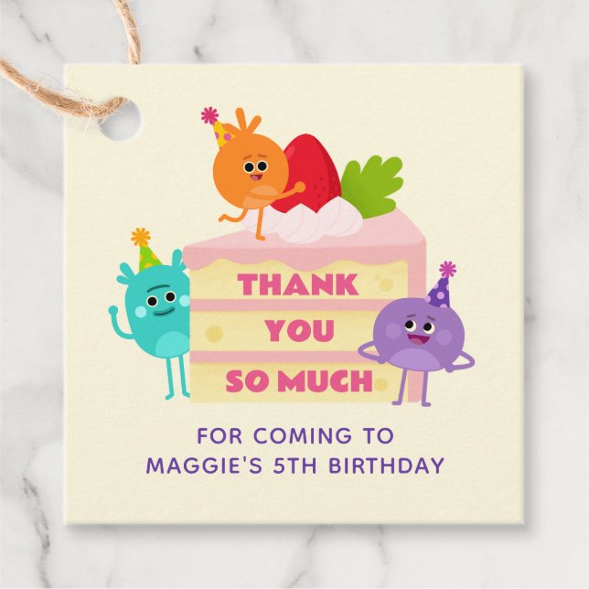 Étiquettes Cadeau Chiffres de bosses Merci de gâteau d'anniversaire (Devant)