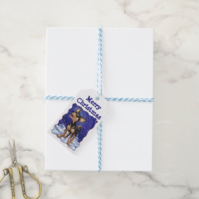 Étiquettes-cadeau Chihuahua Christmas Cadeaux Tags (Avec de laficelle)