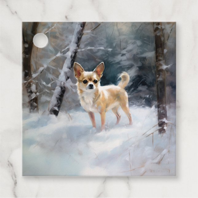 Étiquettes Cadeau Chihuahua Laisser neiger Noël (Devant)