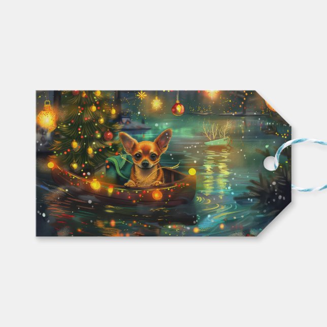 Étiquettes-cadeau Chihuahua Noël Festive Voyage (Devant (Horizontal))