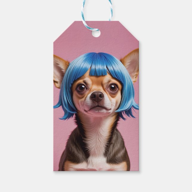 Étiquettes-cadeau Chihuahua wig (Devant)