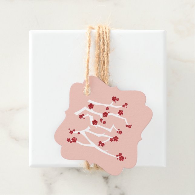Étiquettes Cadeau Chinois Ai Love Rouge Cerise Fav Fiançailles (En situation)