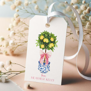 Étiquettes-cadeau Chinoiserie personnalisée Lemon Topion Pink Bow