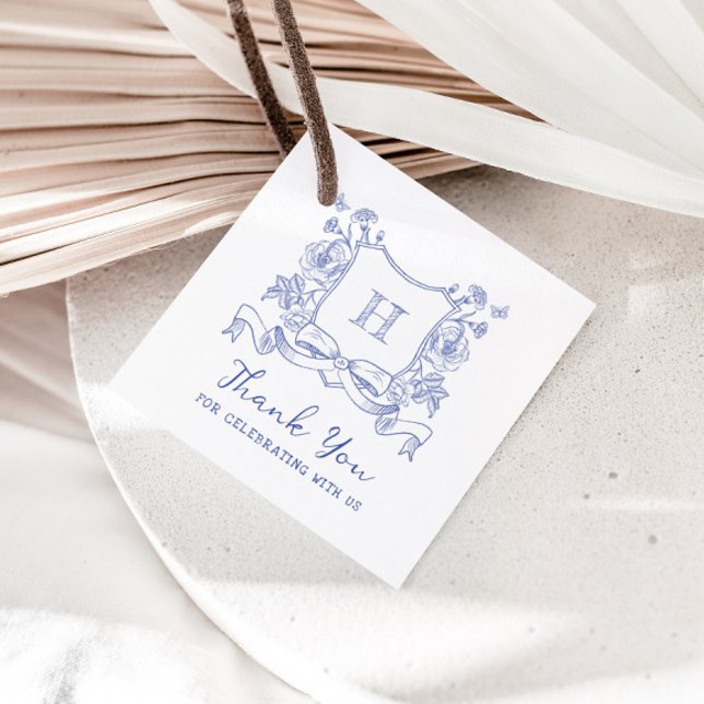 Étiquettes Cadeau Chinoiserie Russe Bow Floral Crest Baby shower (Créateur téléchargé)