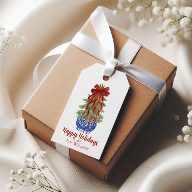 Étiquettes-cadeau Chinoiserie Topiary Custom Christmas (Créateur téléchargé)