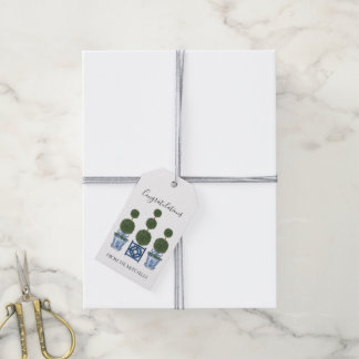 Étiquettes-cadeau Chinoiserie Topiary Trees avec Bow Bleu