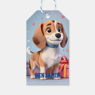 Étiquettes-cadeau Chiot Beagle Pattes Ludiques & Cadeaux Colorés