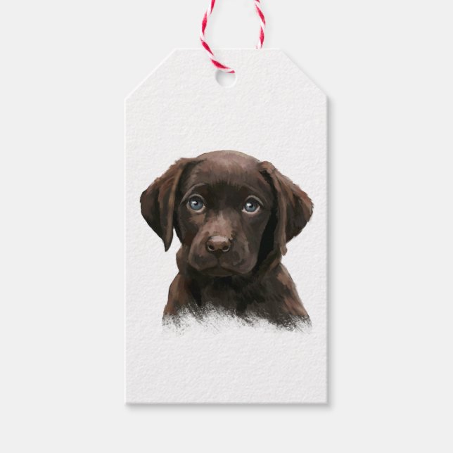 Étiquettes-cadeau Chiot du Labrador au chocolat (Devant)
