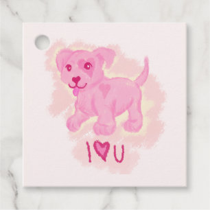 Étiquettes Cadeau Chiot rose