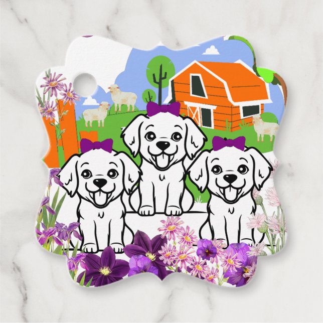 Étiquettes Cadeau Chiots fantaisie (Devant)
