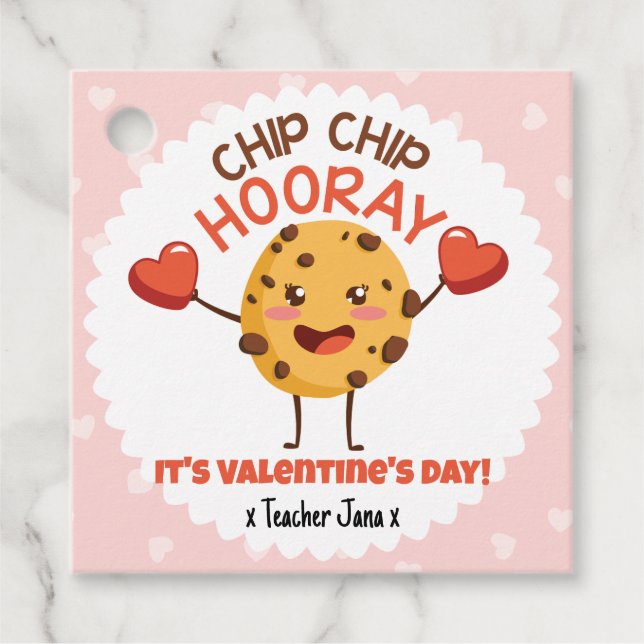 Étiquettes Cadeau Chip Chip Hooray C'est la Saint-Valentin (Devant)