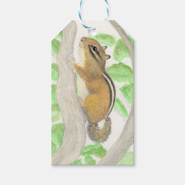 Étiquettes-cadeau Chipmunk dans l'arbre Apple (Devant)