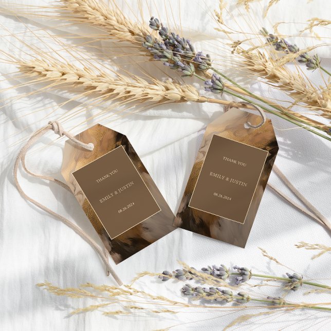 Étiquettes-cadeau Chocolat d'or moderne Mariage artistique Merci (Créateur téléchargé)
