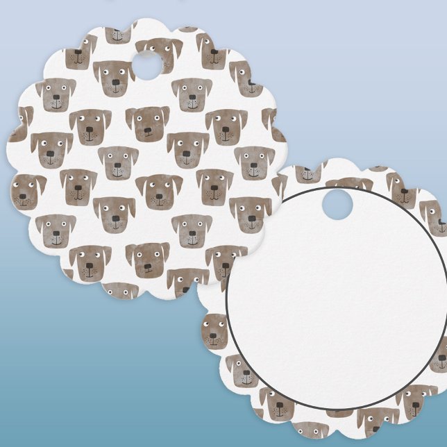 Étiquettes Cadeau Chocolat Labrador Retriever Chien Motif (Chocolate labrador retriever dog watercolor pattern gift tags)