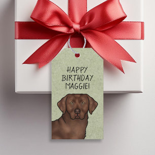 Étiquettes-cadeau Chocolat Labrador Retriever Lab Joyeux anniversair