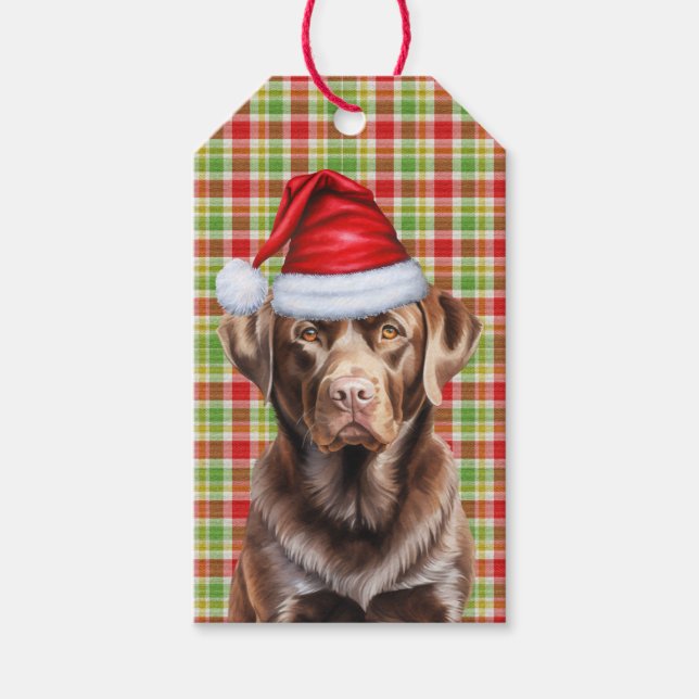 Étiquettes-cadeau Chocolat rouge du Labrador Chien Noël (Devant)