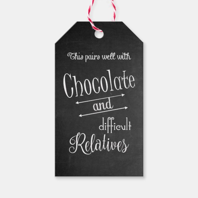 Étiquettes-cadeau Chocolat & Vin Bouteille Dîner Dîner De Dégustatio (Devant)