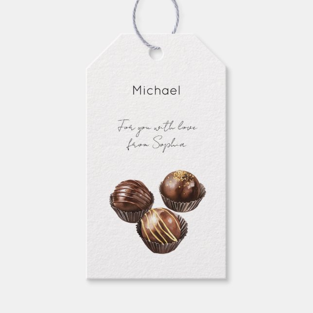 Étiquettes-cadeau Chocolats de Noël en Or (Devant)