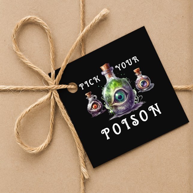 Étiquettes Cadeau Choisissez votre poison Halloween Cocktail Party (Pick Your Poison Halloween Cocktail Party Favor Tags)