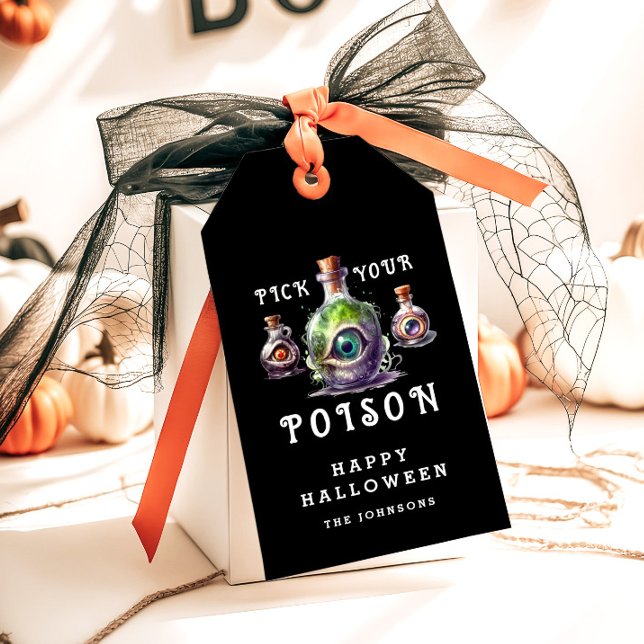 Étiquettes-cadeau Choisissez votre poison Halloween Cocktail Party (Pick Your Poison Halloween Cocktail Party Gift Tags)