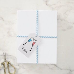 Étiquettes-cadeau Choisissez votre propre couleur - Fun Champagne Gl