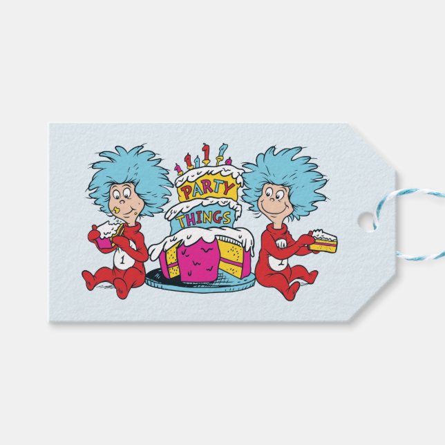 Étiquettes-cadeau Chose Une Chose Deux Fête Choses (Devant (Horizontal))