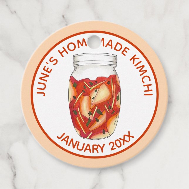 Étiquettes Cadeau Chou fermenté Kimchi fait maison Nourriture coréen (Devant)