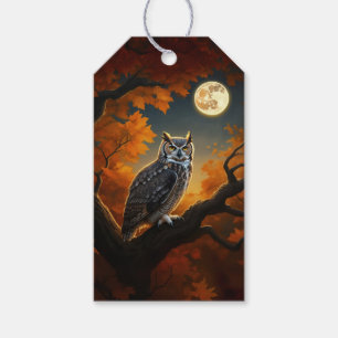 Étiquettes-cadeau Chouette à cornes en automne