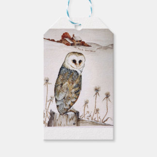 Étiquettes-cadeau Chouette à la corne à la chasse