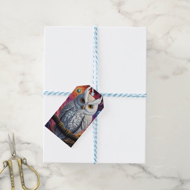 Étiquettes-cadeau Chouette cosmique de sagesse (With Twine)