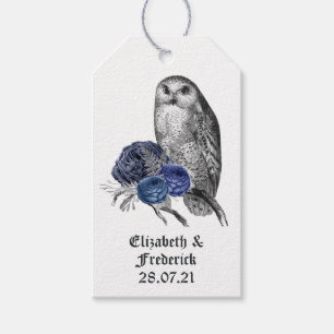 Étiquettes-cadeau Chouette florale rustique et araignées Mariage got