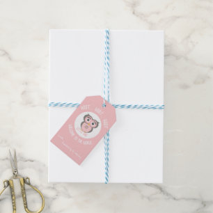 Étiquettes-cadeau Chouette rose Hoot Hoot Bienvenue dans le monde