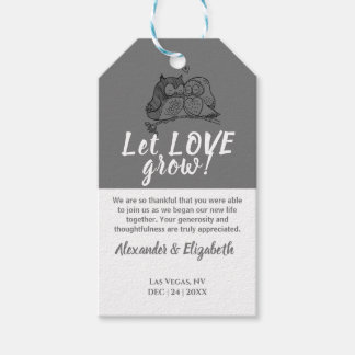 Étiquettes-cadeau Chouettes Amour Laisser Amour Grow Mariage faveur