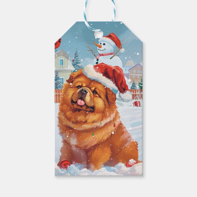 Étiquettes-cadeau Chow Chow Winter Wonderland Noël Joie (Devant)