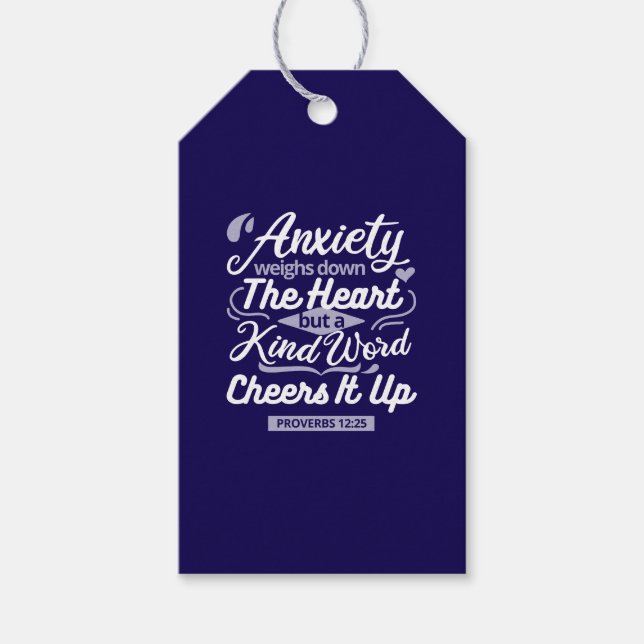 Étiquettes-cadeau Christian Encouragement Quote – Anxiety & Kindness (Devant)