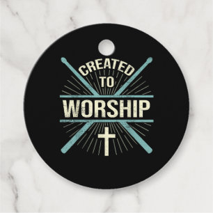 Étiquettes Cadeau Christian Worship Band Créé Pour Adorer Drummer
