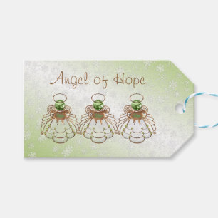 Étiquettes-cadeau Christmas Angel of Hope Bronze/Green "À : De:"