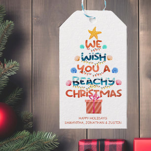 Étiquettes-cadeau Christmas Beach tropical Beach Arbre