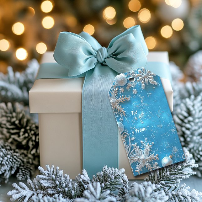 Étiquettes-cadeau Christmas Beautiful Glitter Snowflakes Ornaments (Créateur téléchargé)