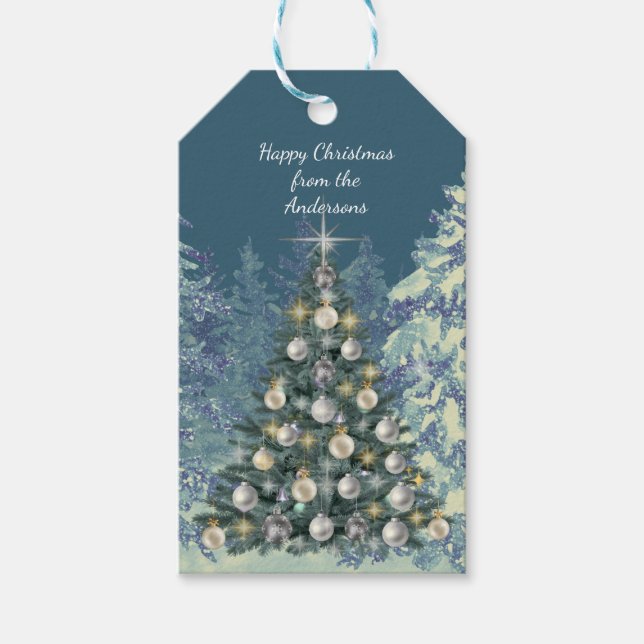 Étiquettes-cadeau Christmas Gift Tag- Stylish Winter Scene (Devant)