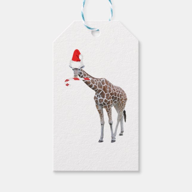 Étiquettes-cadeau Christmas Giraffe with Santa Hat (Devant)